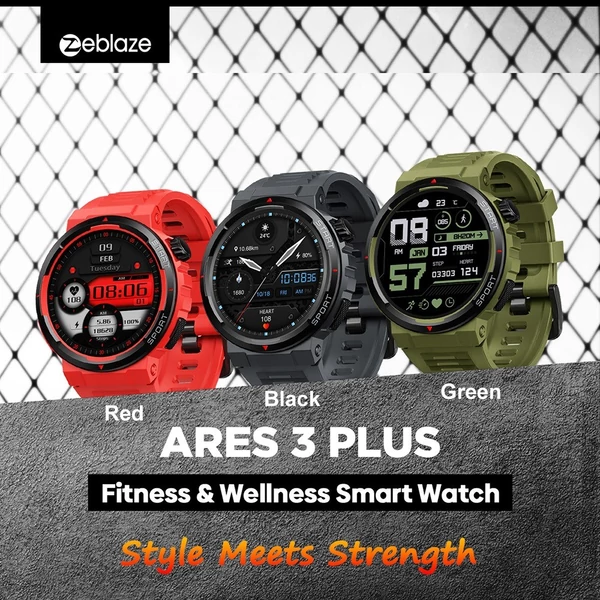 Zeblaze Ares 3 Plus Fitness & Wellness okosóra – 1,48 hüvelykes kijelző, 24 órás egészségfigyelés, több mint 100 sportolási mód - Fekete