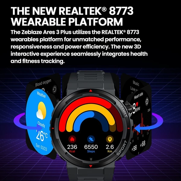 Zeblaze Ares 3 Plus Fitness & Wellness okosóra – 1,48 hüvelykes kijelző, 24 órás egészségfigyelés, több mint 100 sportolási mód - Zöld