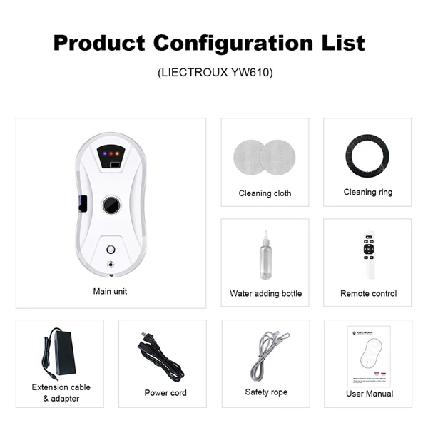 Liectroux YW610 robotablak porszívó, egyszeres vízpermettel, 2800 Pa szívás