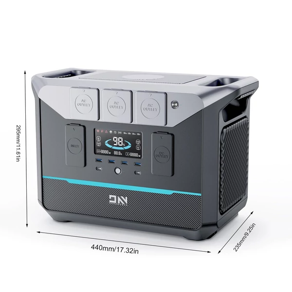 DaranEner NEO1500 PRO hordozható erőmű, 1800 W 1382 Wh tartalék lítium akkumulátoros napelemes generátor