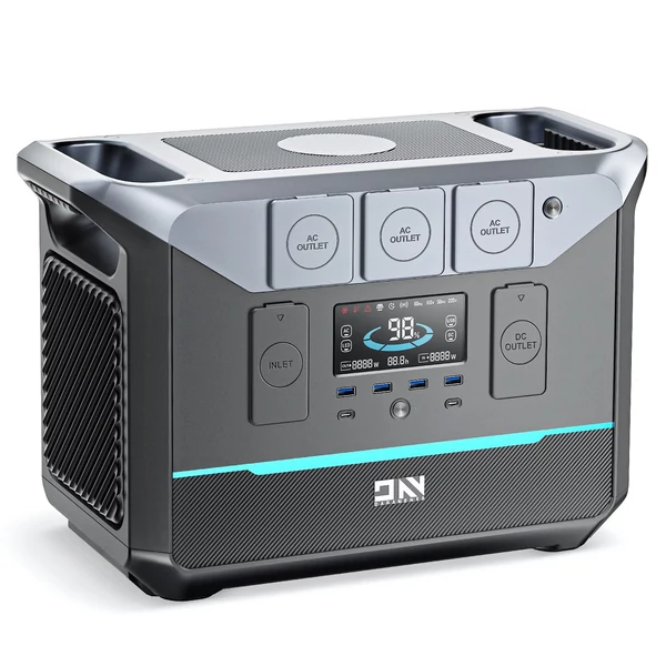 DaranEner NEO1500 PRO hordozható erőmű, 1800 W 1382 Wh tartalék lítium akkumulátoros napelemes generátor