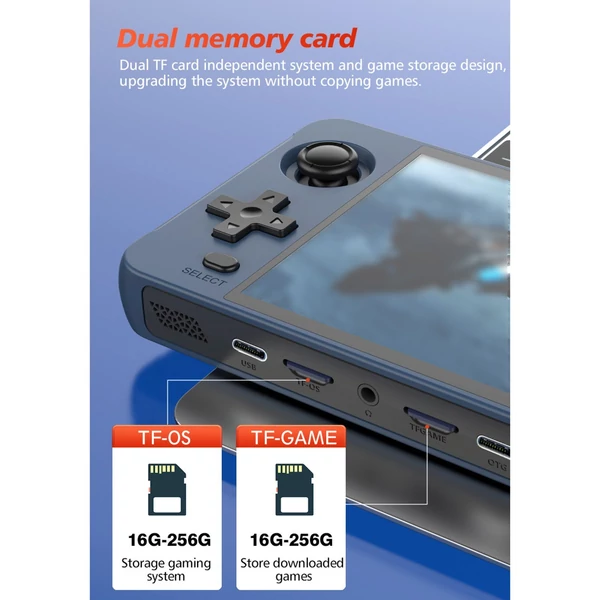 R40S Retro Pocket kézi játékkonzol – 4 hüvelykes IPS képernyő, beépített WIFI 2.4＋Bluetooth, kettős tárhely - Fekete