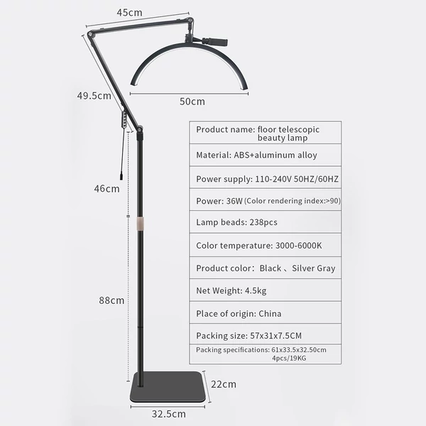 Andoer HD-M40X 36W padló LED videolámpa, félhold alakú kitöltőlámpa