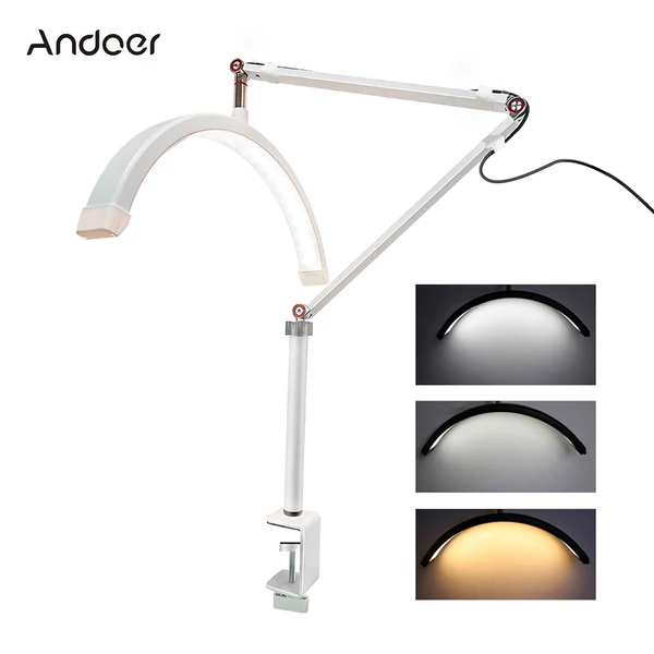 Andoer HD-M3X asztali LED-es videolámpa, félhold alakú kitöltőlámpa - Fehér