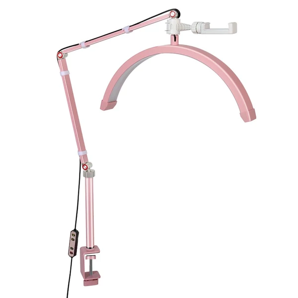 Andoer HD-M3X asztali LED-es videolámpa, félhold alakú kitöltőlámpa - Pink