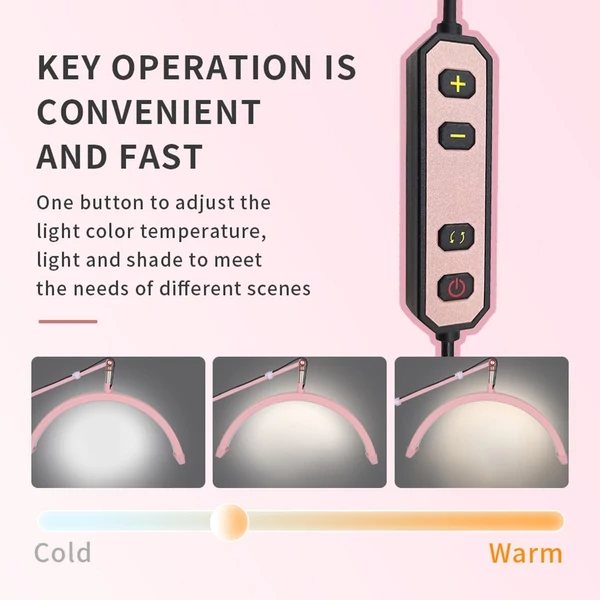Andoer HD-M3X asztali LED-es videolámpa, félhold alakú kitöltőlámpa - Pink