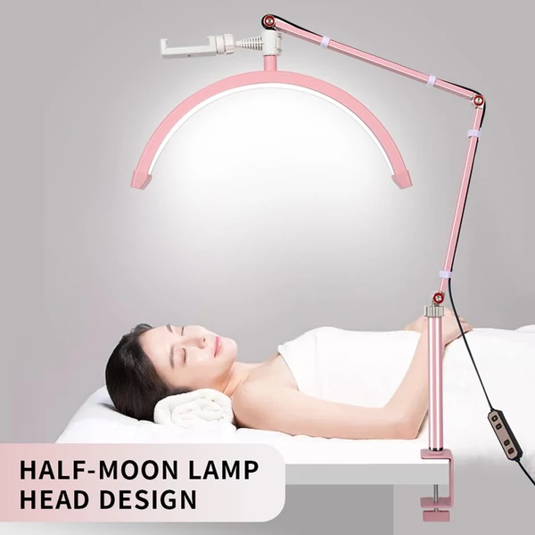Andoer HD-M3X asztali LED-es videolámpa, félhold alakú kitöltőlámpa - Pink