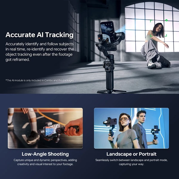 ZHIYUN SMOOTH 5S AI COMBO kézi 3 tengelyes karmantyú stabilizátor telefonhoz, vloghoz, gimbalhoz
