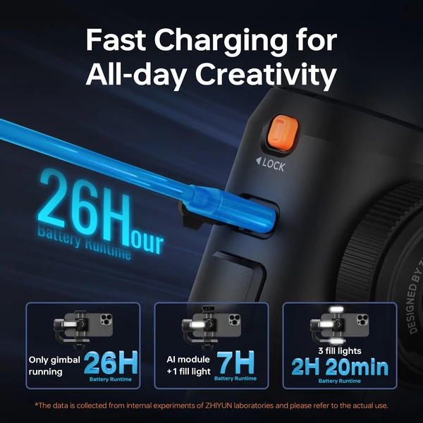 ZHIYUN SMOOTH 5S AI kézi 3 tengelyes karmantyú stabilizátor telefonhoz, vloghoz, gimbalhoz