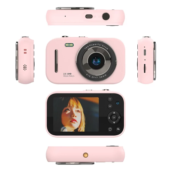 H17 hordozható 1080p digitális fényképezőgép. Digitális Videokamera - Pink