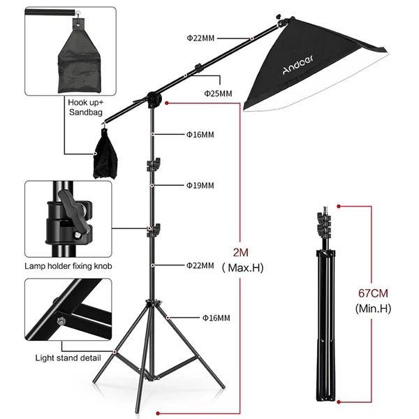 Andoer Stúdió fényképészeti lámpakészlet, Softbox világítási készlet