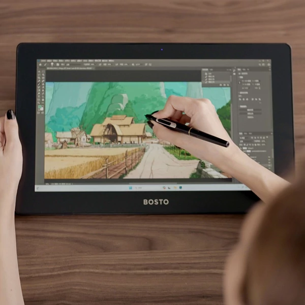 BOSTO X5 hordozható grafikus rajztábla, 15,6 hüvelykes IPS LCD-képernyős digitális rajzlap