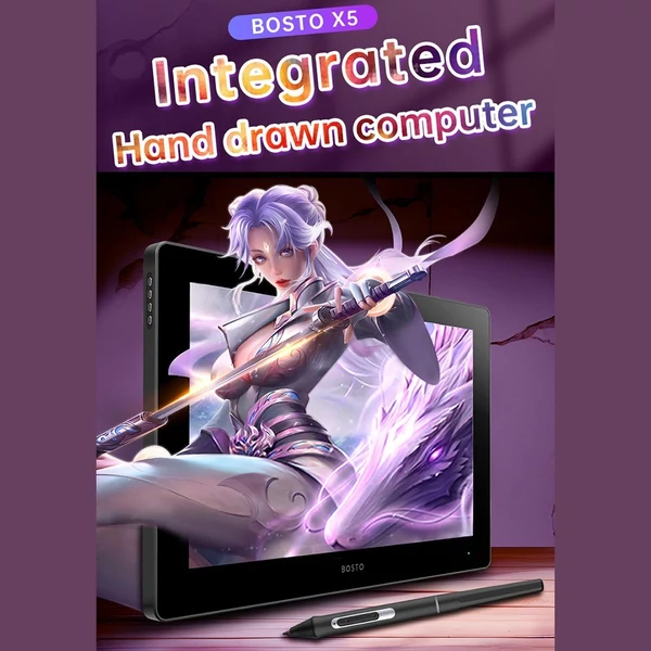 BOSTO X5 hordozható grafikus rajztábla, 15,6 hüvelykes IPS LCD-képernyős digitális rajzlap