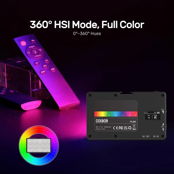 COLBOR PL8R zsebes RGB videolámpa, 2700K-6500K fényképezési LED-es kitöltőfénypanel