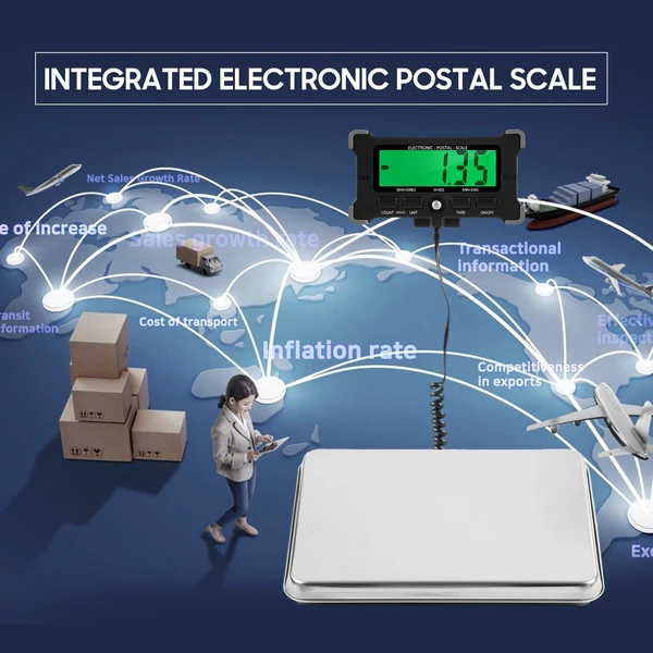 Elektronikus postai mérleg 10g Precíziós integrált rozsdamentes acél digitális mérleg LCD háttérvilágítású kijelzővel - 120 kg