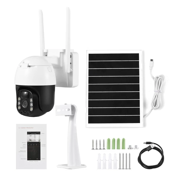 Napenergiával működő vezeték nélküli monitorkamera, 3 MP falra szerelhető intelligens WiFi kamera napelemmel