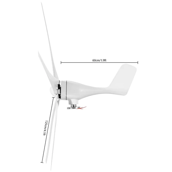 Szélturbina generátor készlet, 400 W 12 V, 6 lapátos hibrid töltésvezérlővel - Fehér