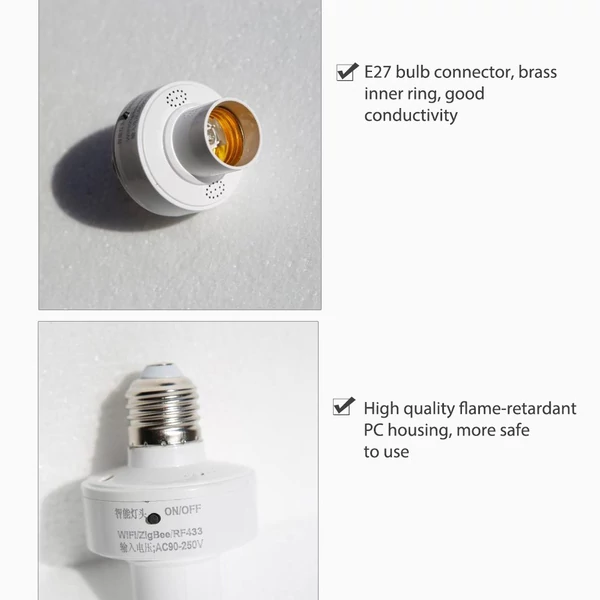 Intelligens E27 lámpafoglalat, WiFi izzóadapter alkalmazásvezérlő – 4 db/csomag