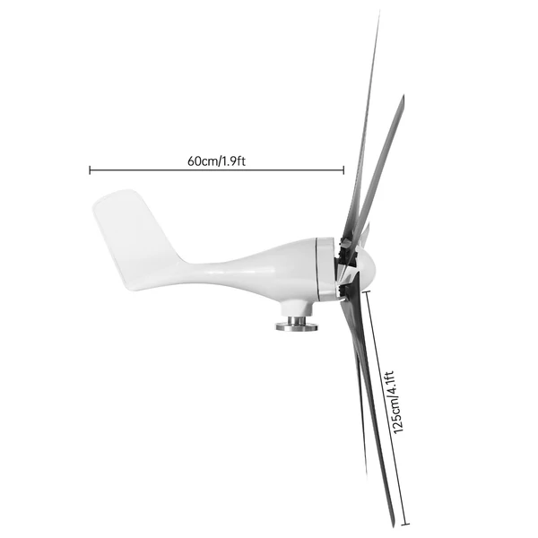 Szélturbina generátor készlet, 400 W 12 V hibrid töltésvezérlővel 2,0 m/s indító szélsebesség - Fekete, 6 lapáttal