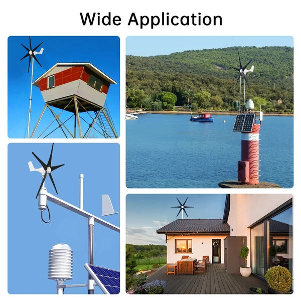 Szélturbina generátor készlet, 400 W 12 V hibrid töltésvezérlővel 2,0 m/s indító szélsebesség - Kék, 5 lapáttal