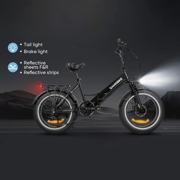 SAMEBIKE LOTDM200-II E-bike 20 * 4,0 hüvelykes zsíros gumiabroncs, összecsukható elektromos kerékpár - Sötétkék