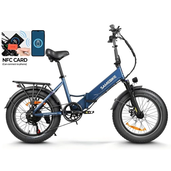 SAMEBIKE LOTDM200-II E-bike 20 * 4,0 hüvelykes zsíros gumiabroncs, összecsukható elektromos kerékpár - Sötétkék