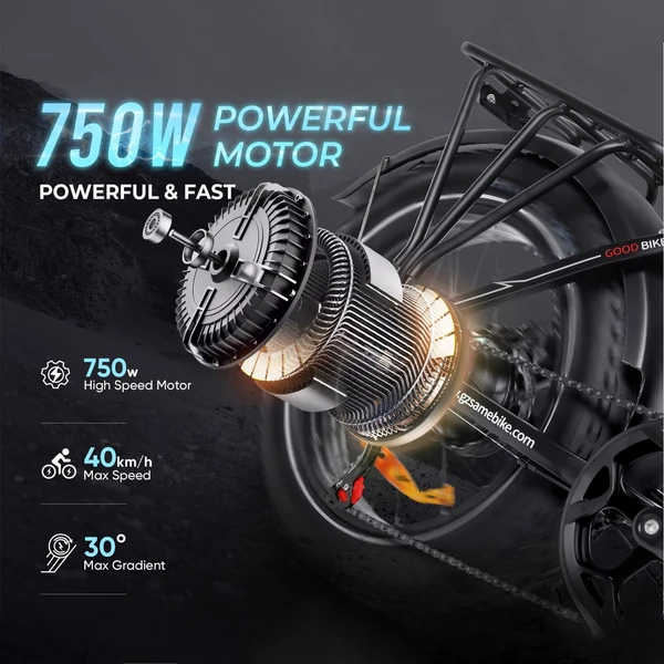 SAMEBIKE LOTDM200-II E-bike 20 * 4,0 hüvelykes zsíros gumiabroncs, összecsukható elektromos kerékpár - Fehér