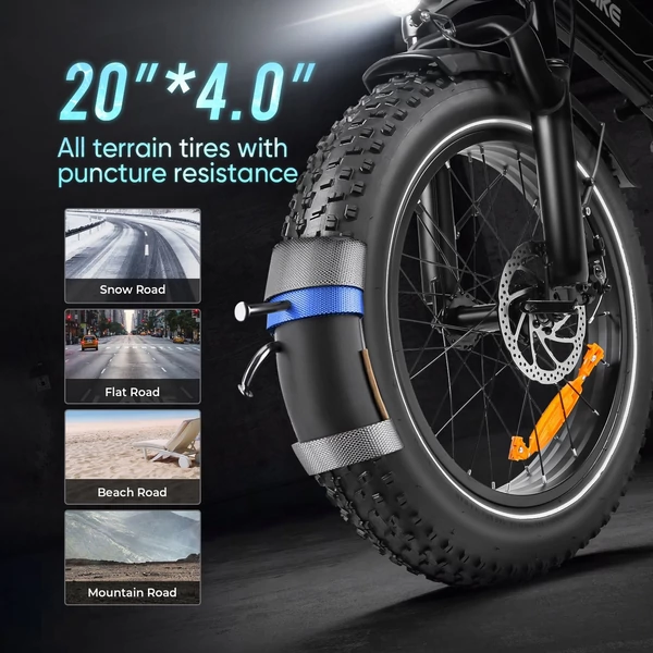 SAMEBIKE LOTDM200-II E-bike 20 * 4,0 hüvelykes zsíros gumiabroncs, összecsukható elektromos kerékpár - Fehér