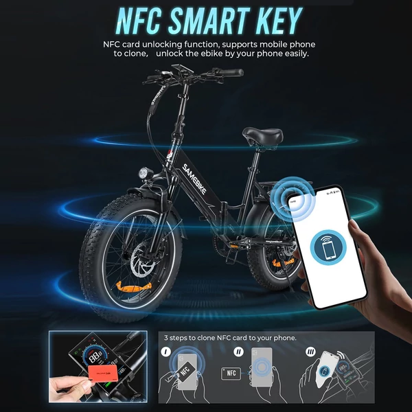 SAMEBIKE LOTDM200-II E-bike 20 * 4,0 hüvelykes zsíros gumiabroncs, összecsukható elektromos kerékpár - Fehér