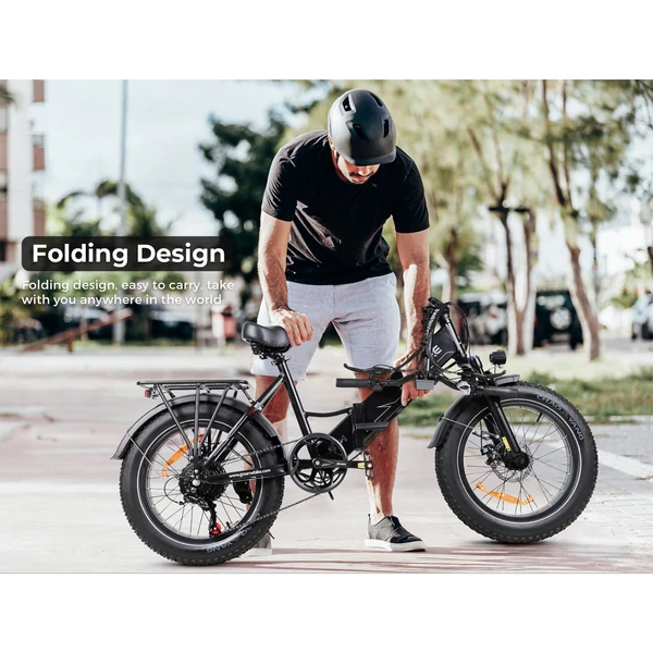 SAMEBIKE LOTDM200-II E-bike 20 * 4,0 hüvelykes zsíros gumiabroncs, összecsukható elektromos kerékpár - Fehér