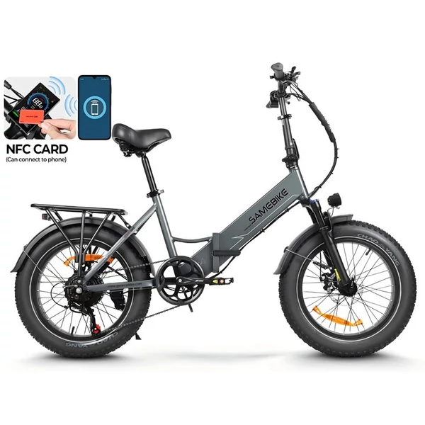 SAMEBIKE LOTDM200-II E-bike 20 * 4,0 hüvelykes zsíros gumiabroncs, összecsukható elektromos kerékpár - Szürke
