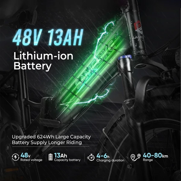 SAMEBIKE LOTDM200-II E-bike 20 * 4,0 hüvelykes zsíros gumiabroncs, összecsukható elektromos kerékpár - Fekete