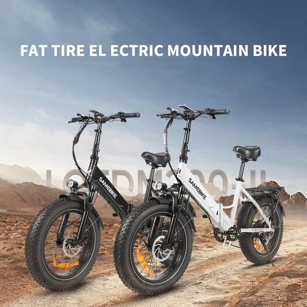 SAMEBIKE LOTDM200-II E-bike 20 * 4,0 hüvelykes zsíros gumiabroncs, összecsukható elektromos kerékpár - Fekete