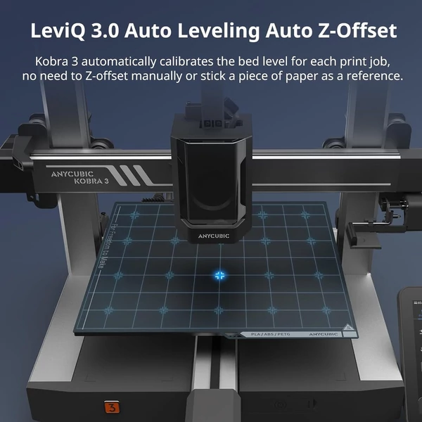 Anycubic Kobra 3 kombinált 3D nyomtató, 4 többszínű nyomtatógép ACE Pro lezárt tárolószálas dobozzal, szárazon tartva, max. 600 mm/s nyomtatási sebesség, 250 mm x 250 mm x 260 mm nyomtatási méret