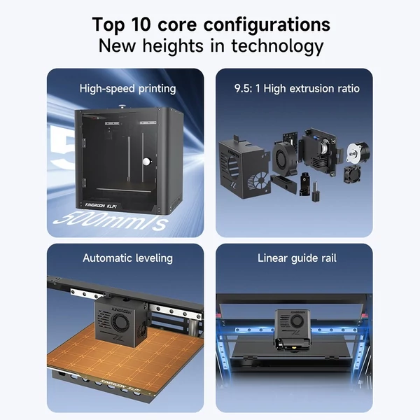 KINGROON KLP1 230 3D nyomtató, FDM 500mm/s gyorsnyomtató gép, nyomtatási méret 230x230x210mm, 3,5 hüvelykes érintőképernyő