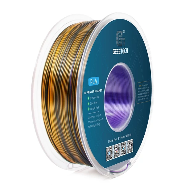 Geeetech PLA filament, háromszínű selyem 3D nyomtatóhoz (1 kg) - lila+arany+fekete