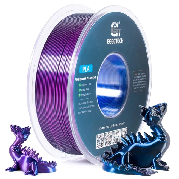 Geeetech PLA filament, háromszínű selyem 3D nyomtatóhoz (1 kg) - kék+lila+fekete