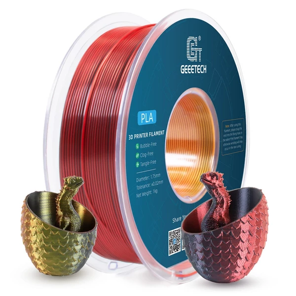 Geeetech PLA filament, háromszínű selyem 3D nyomtatóhoz (1 kg) - piros+arany+fekete