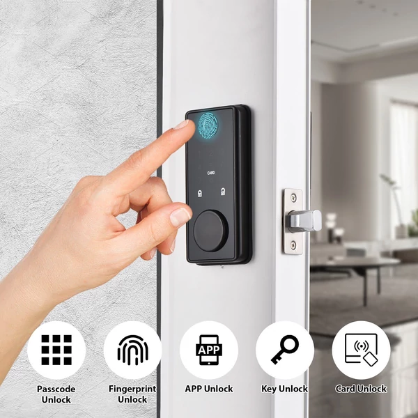 Smart Lock BT kulcs nélküli bejárati ajtózár, TY APP ujjlenyomat-jelszó RFID-kártya mechanikus kulcs