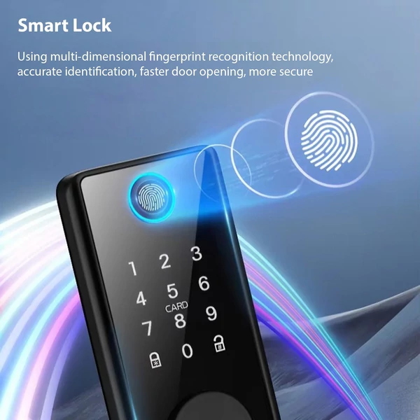 Smart Lock BT kulcs nélküli bejárati ajtózár, TY APP ujjlenyomat-jelszó RFID-kártya mechanikus kulcs