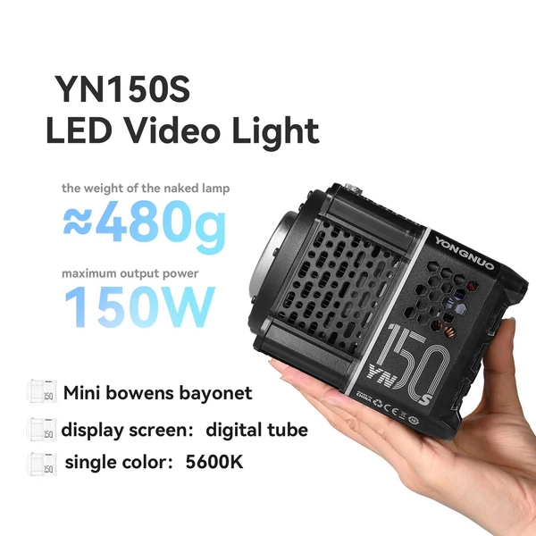YONGNUO YN150s hordozható, 150 W-os LED-es videolámpa, fényképező lámpa
