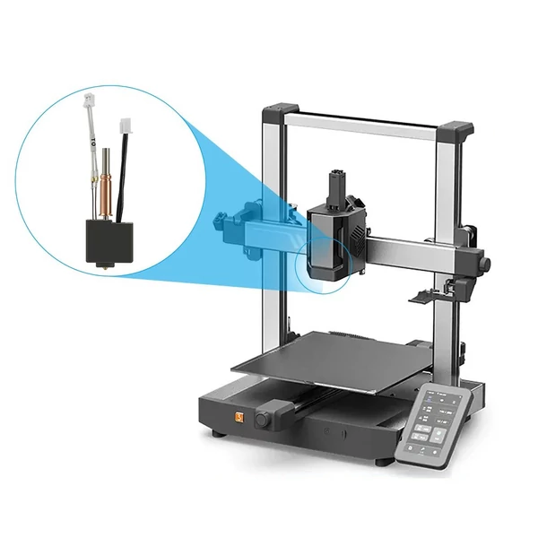 Kobra 3 Hotend 3D nyomtató-extruder nyomtatófej-készlet 24V 50W - 0,4 mm-es sárgaréz fúvókával, hűtőborda nélkül