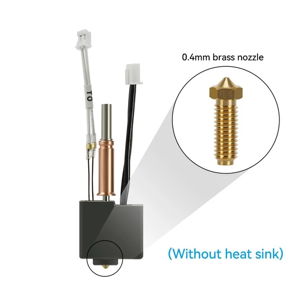 Kobra 3 Hotend 3D nyomtató-extruder nyomtatófej-készlet 24V 50W - 0,4 mm-es sárgaréz fúvókával, hűtőborda nélkül