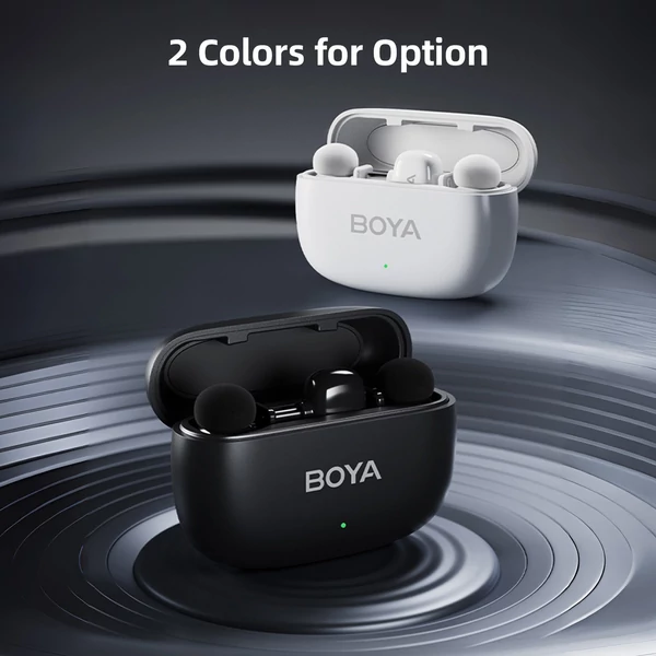 BOYA mini One-Trigger-Two 2,4G vezeték nélküli mikrofonrendszer, telefonmikrofon, mini hajtókamikrofon - Fekete