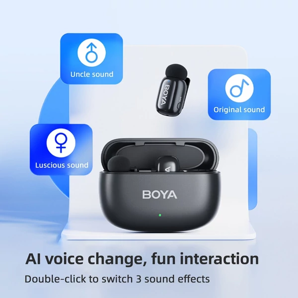 BOYA mini One-Trigger-Two 2,4G vezeték nélküli mikrofonrendszer, telefonmikrofon, mini hajtókamikrofon - Fekete