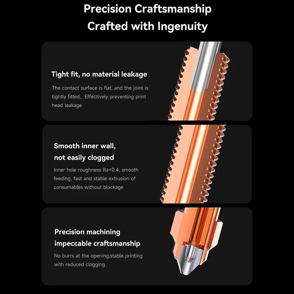 0,4 mm-es fúvóka, nagy átfolyású támogatás, nagy sebességű nyomtatás rézötvözetből és edzett acélból készült fúvóka (2 db)