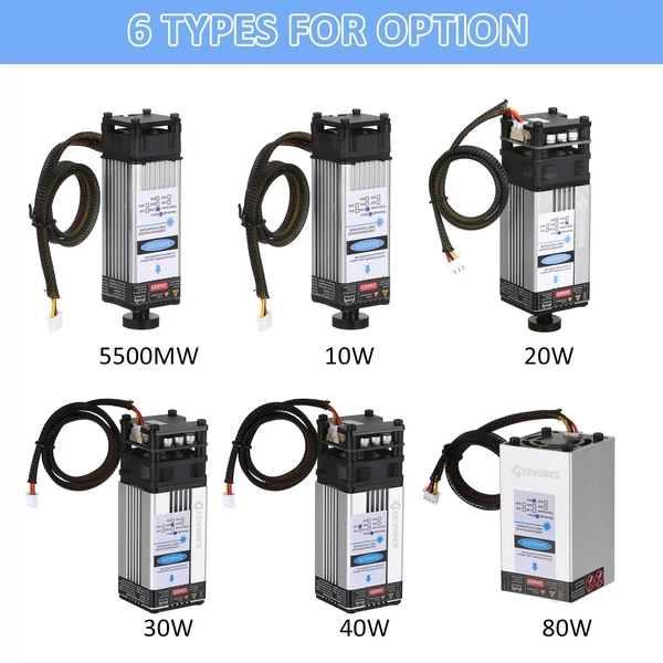 Geevorks 40 W-os lézermodul, 450 nm-es gravírozó lézerfej, fix fókusztávolság