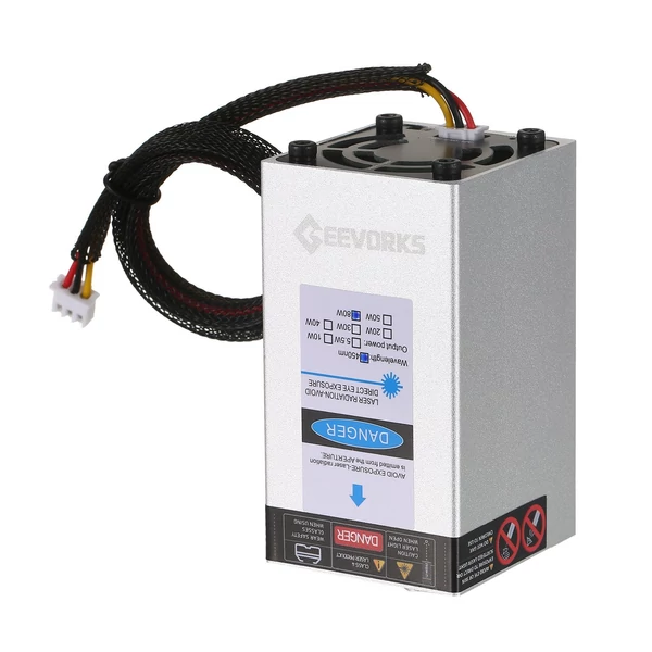 Geevorks 450 nm-es 80 W-os lézermodul, fix fókusztávolságú lézergravírozó fej