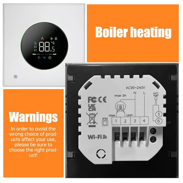 Okos termosztát házhoz, 5+1+1 heti programozási mód - Fehér, Víz/gáz bojler