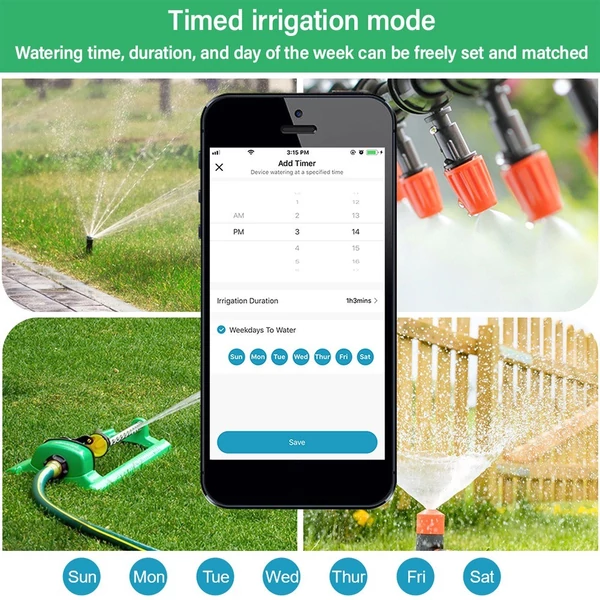 Wi-Fi intelligens locsoló időzítő, 1 kimeneti automatikus öntözési rendszer öntözési időzítője - Fekete